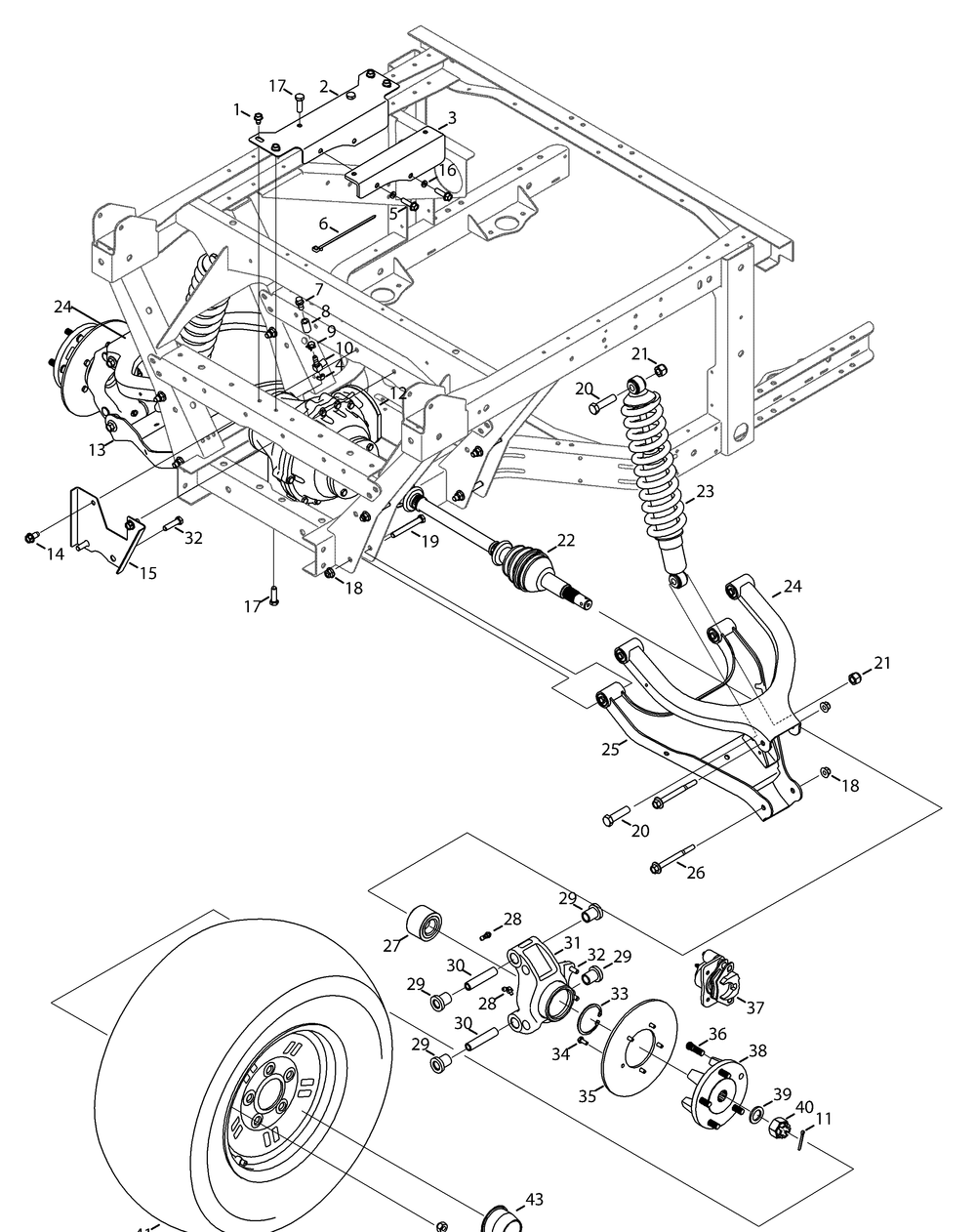 Rear Axle Diagram and Parts List for 46G 4X4-1H013H-1H294H-37BCD010 Cub Cadet Lawn Tractor Accessories